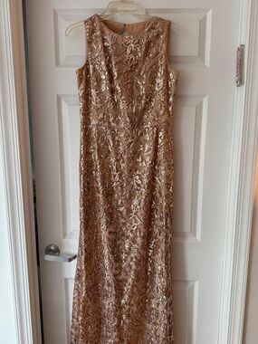 vince camuto rose gold sequin dress | Dresses | Vince Camuto Blush Pink Evening Gown Sequined Sleeveless Aline Size Blush
